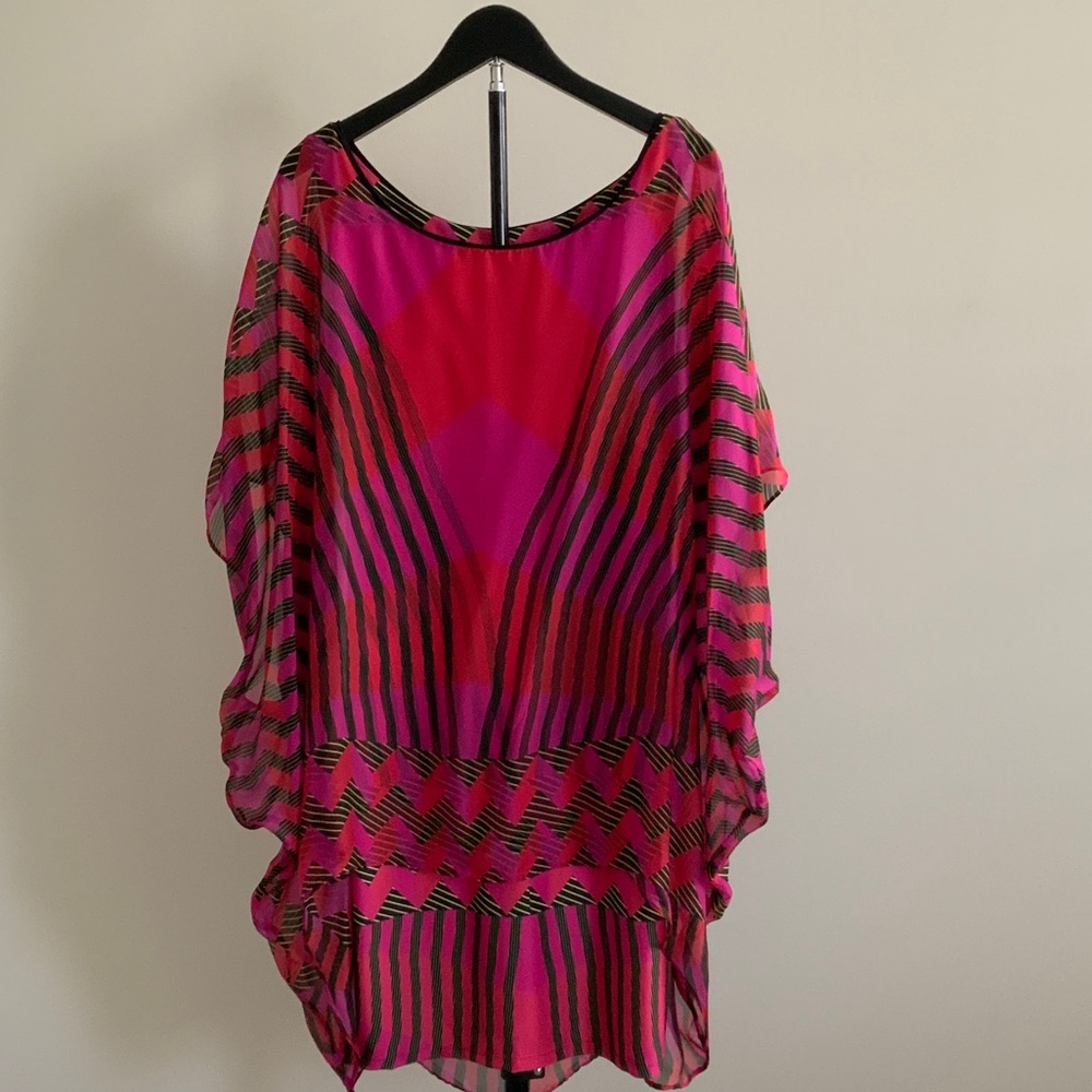 Analili Bold Pink and Black Striped Cocktail Dress